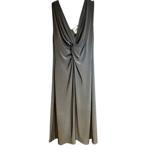 Jump Apparel Co Wendye Chaitin Black Twist Front V-Neck Midi Dress Womens 9/10